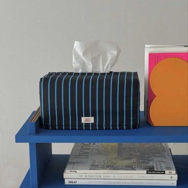 Vintage Stripe Tissue Case Cloth Large Capacity Tissue Box Living Room Paper Holder Kitchen StorageJ260525