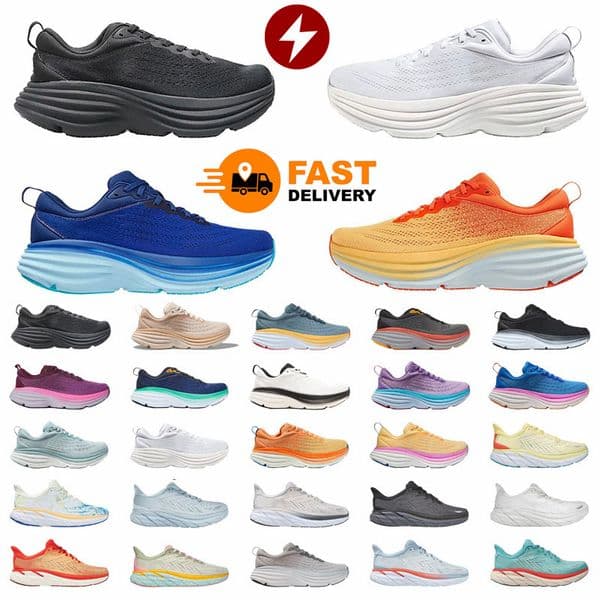 Designer Shoes Women Men Sneakers Clifton 9 Bondi 8 Blue Pink Yellow Breathable Mesh Running Shoes Responsive ho 36-45
