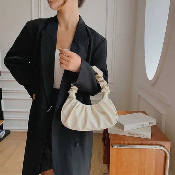 Fashion Pleated Handlebags for Women PU Cloud Bags Leisure Armpit Bag Shopping Shoulder Bags Dumpling Handbag Female Hand BagsR260525