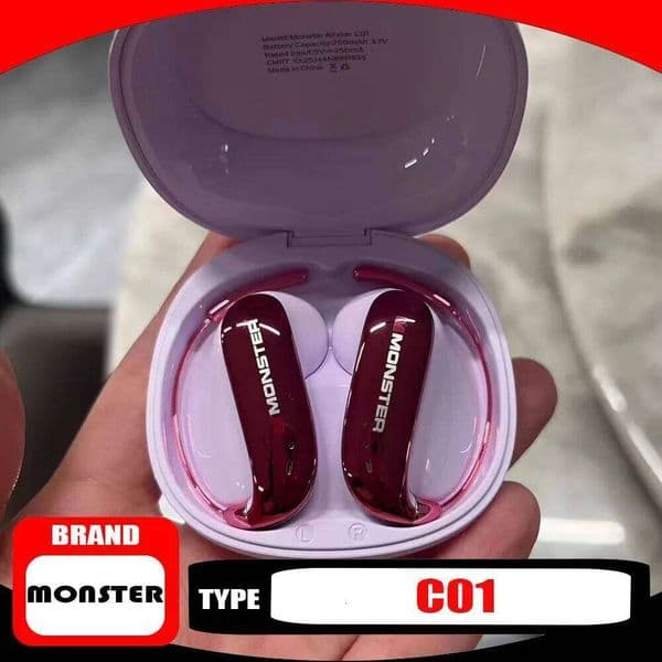 MONSTER C01 BT 6.0 Noise Canceling Waterproof Wireless Ows Earhook Headphones Lightweight Earphone Gift 26L0525