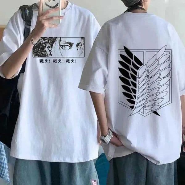 Attack on Titan Streetwear Mens T Shirt Eren Yeager Shingeki No Kyojin Anime Summer Cotton Women Tops Tees Casual High Quality C260525