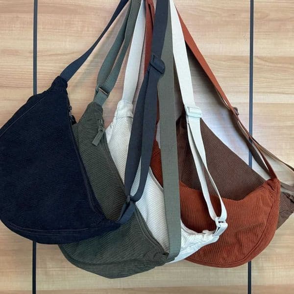 New Simple and Casual Solid Color Corduroy Large Capacity Womens Dumpling Bag Shoulder Bag for Travel and Commuting HandbagsR260525