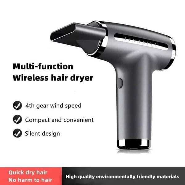 2025 New Portable 4 in 1 Wireless Hair Dryerl USB Rechargeable Only Cold Wind Blow Dryer Electric Air Duster Blower Trave L260525