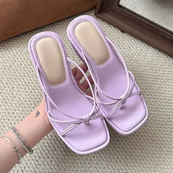 Fashion Wedge Slippers Summer New Square Toe Open Toe Thin Strap Clip Toe Platform Non-slip Wear-resistant High HeelsR260525
