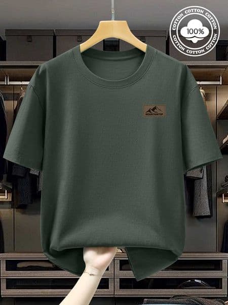 100 pure cotton mens loose T-shirt breathable short sleeved round neck minimalist solid color multi-color optional C260525