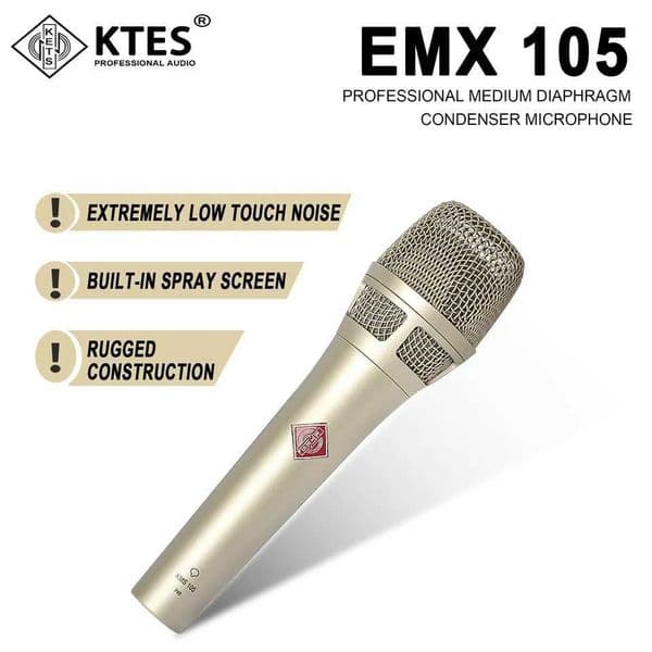 EXM 105 48V Phantom Power XLR Condenser Microphone for Recording Streaming Podcast Singing Voice Over T260525