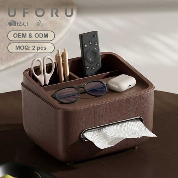 Uforu Multi-Functional Storage Tissue Box Has a High-End Feel the Top Is Divided and Organized for Storing Desktop ItemsJ260525
