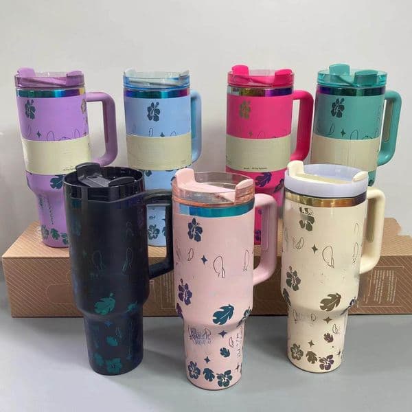 40oz Insulated Tumbler with Handle and Straw - Stainless Steel Cartoon Bear Car Cup with Bee Topper & Gift Box - Vacuum Travel Mug Double Wall Water Bottle