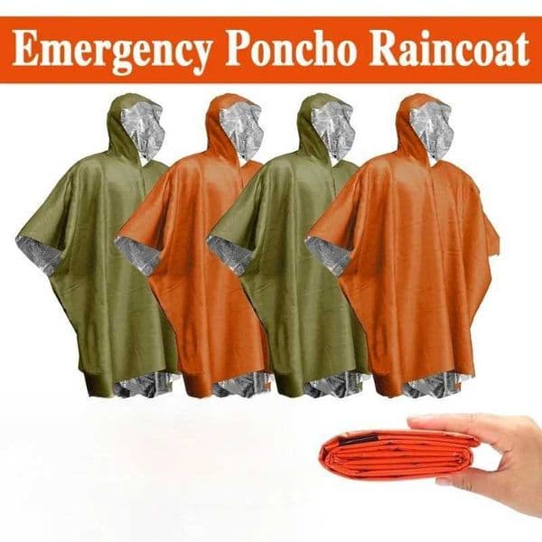 Emergency Water Proof Raincoat Aluminum Film Disposable Poncho Cold Insulation Rainwear Blankets Survival Tool Camping Equipment C260525