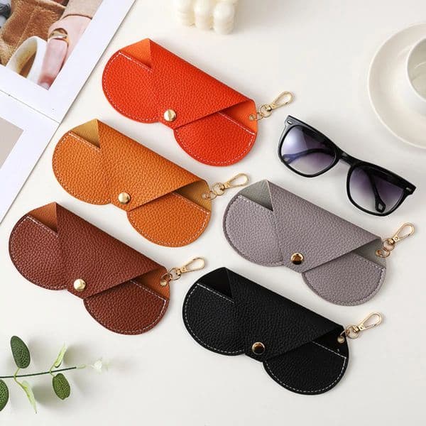 1pc Portable PU Glasses Bag Foldable Travel Sunglasses Case Simple Glasses Storage Box Travel Glasses Case Holder Pouch Cases 260516
