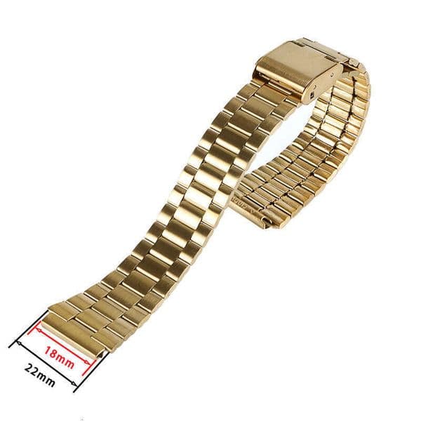 A158W/F91W/AE1200 Watch Strap Three Stainless Steel Metal Straps for Men and Women 18mm