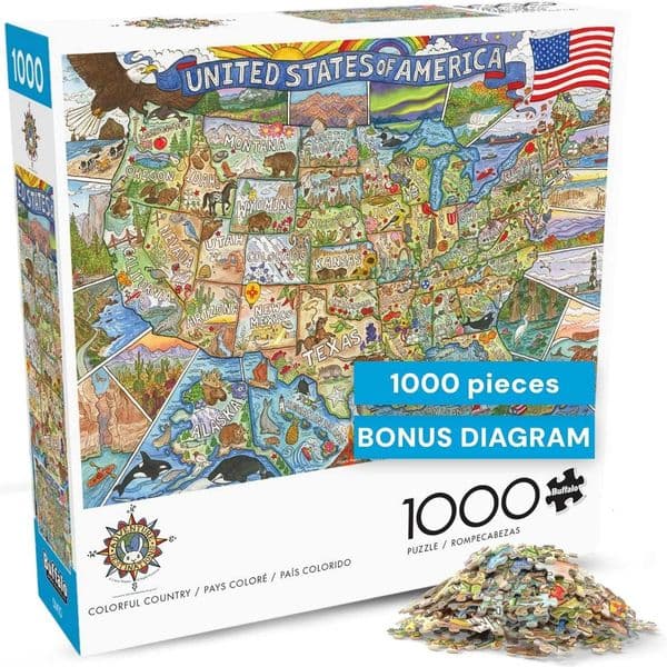 Buffalo Games Colorful Country Jigsaw Puzzle - 1000 Pieces 2675 x 1975 in - Puzzles for Adults - Full-Color Poster 1000-Piece Challenge X260525