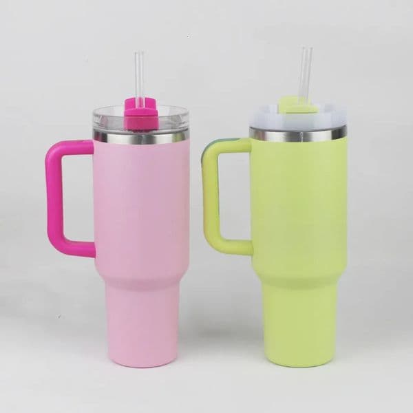 Luxury Designer Decor 40 Oz Red H2.0 Tumblers Cup Handle Insulated Stainless Steel Lids Straw room Car Travel Mugs Coffee Tumbler Termos 40O 6 9