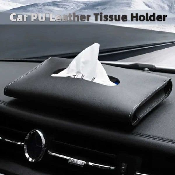 Car Hanging Type PU Leather Tissue Holder Black Elegant Decorative Tissue Box 231325cm Storage Decoration Accessories R260525