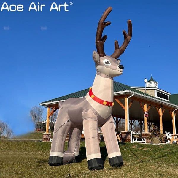 Free delivery Cute Inflatable Rudolph Seasonal Animal Model Balloon Giant Inflatable Reindeer for Christmas Outdoor Yard Ground Decoration