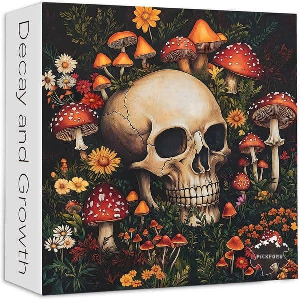 Vintage 1000 Piece PICKFORU Horror Jigsaw Skeleton Colorful Wildflower Puzzles for Adults Terror Skull Puzzle as Mushroom X260525