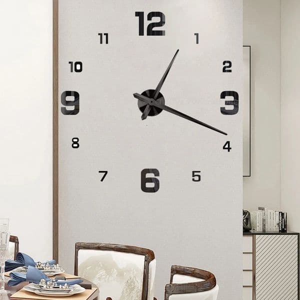 Large 3D DIY Wall Clock Giant Acrylic Mirror Clocks Frameless Big Horloge Home Decoration for Living Room Bedroom Wall Decor 260525
