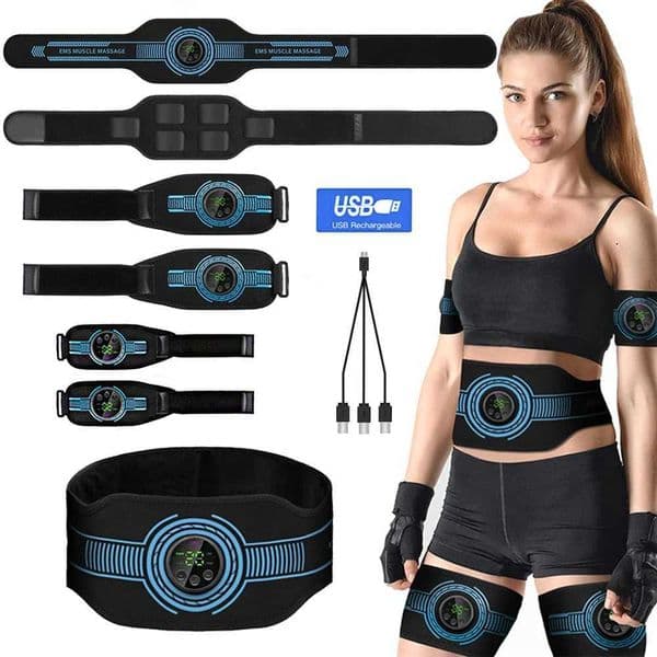 USB Recharge Abdominal Toning Belt EMS Muscle Stimulator Muscle Toner Body Massager Waist Arm Leg Massage Weight Loss Fitness L260525