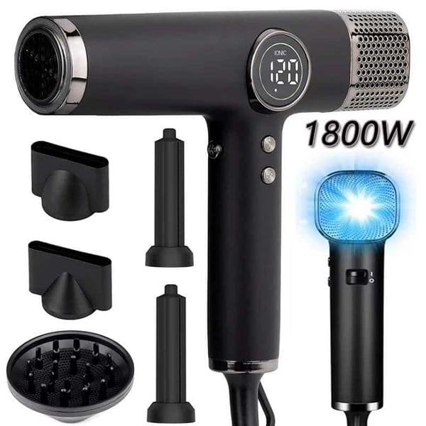 Professional Hair Dryer 1800W Brushless Negative Ions Blow Dryer Powerful Lownoise 5 in 1 Salon Hair Airwrap Styler LCD Display L260525