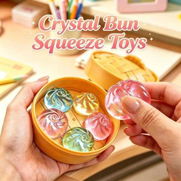 Transparent Crystal Steamed Bun Squeeze Toy Kit 5Pcs Mini Food Shaped Fidget Sensory Toy with Steamer Stress Relief Accessory Z260525