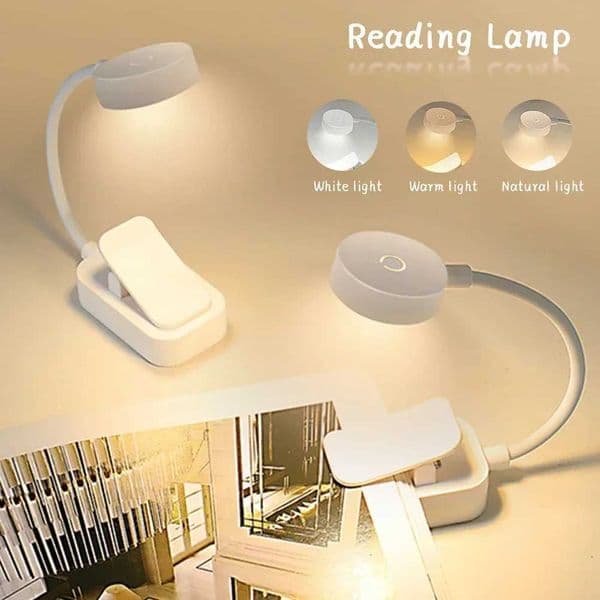 Mini LED Book Light Portable Clip Table Lamp 3 Modes Eye Protection Battery Powered Stepless Dimmable Bedside Study Reading LampR260525