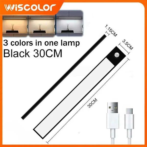 Night Light LED Motion Sensor Under Cabinet Lights USB Rechargeable Portable Lamp Lighting Bar For Bedroom Kitchen AccessoriesR260525