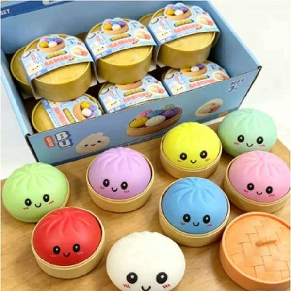 Hot Dumpling Squishy with steamer Box reducing rebound toy Stress Relief Sensory Ball blind box Toy for Kid Adul J260525