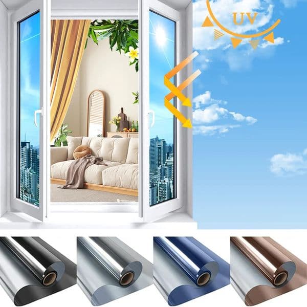 House Window Tint Privacy Film Non Adhesive Vinyl Mirror Foil Anti Look Heat Car Glass Screen Stickers Rolls UV Protection Tools 260525