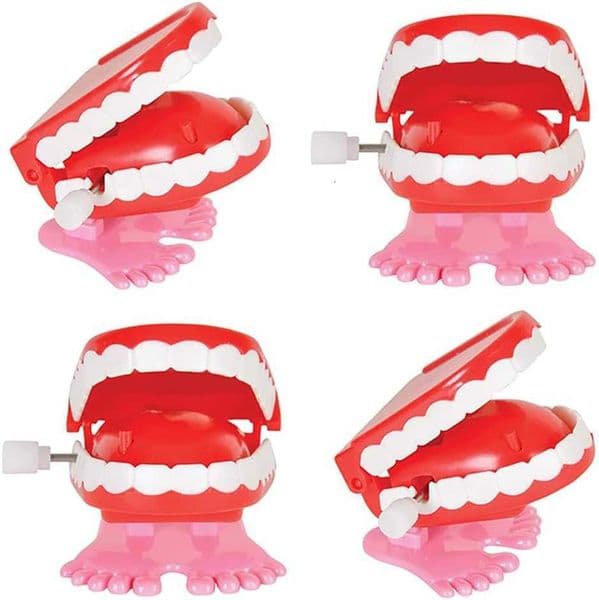 The Dreidel Company Wind Up Teeth Chomping Chattering Teeth Toys for Kids Birthday Party Favors Novelty and Gag Gifts 175 Inches 4-Pack X260525 thumbnail 2
