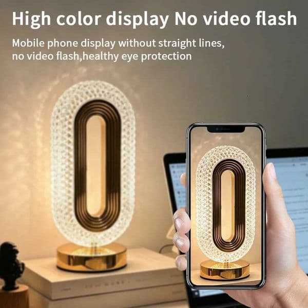 LED Crystal Table Lamp Touch Dimmable Bedside Lamp Night Light USB Rechargeable 3 Color Temperatures Ambient Light Home DecorR260525
