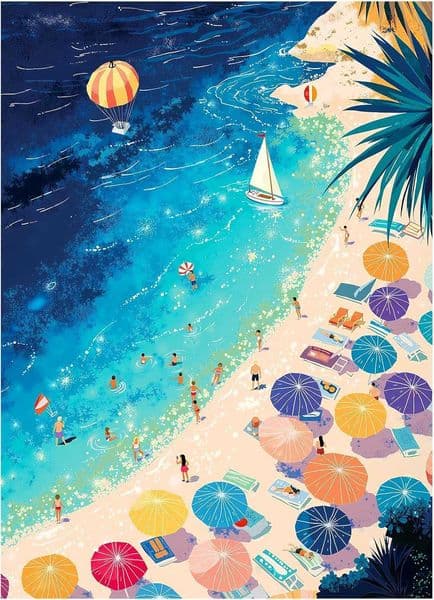 Jigsaw Puzzles Adults 1000 Pieces Summer Vacation Blue Sea Beach Challenging Unique Puzzle for Game Night Family Home Decor 20x27 Inches Seabeach X260525