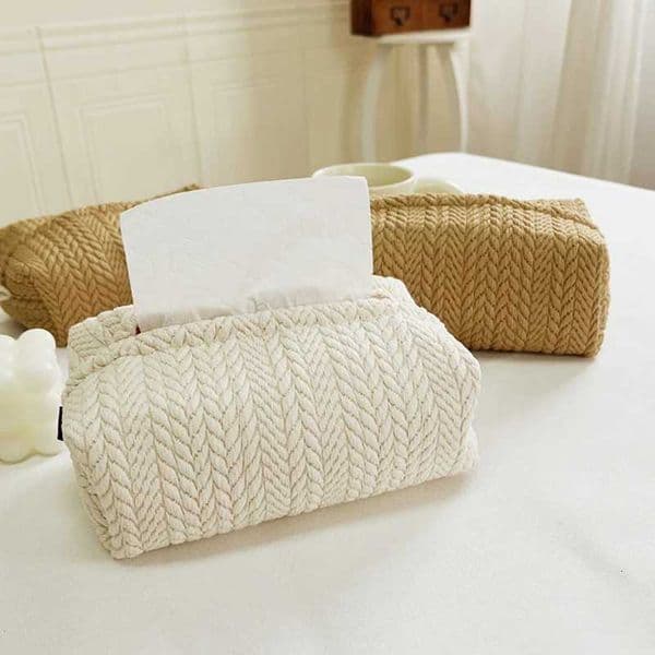 Nordic Ins Wheat Ear Texture Tissue Box Paper Stoarge Bag Cloth Tissue Box Car Tissue Storage Box Living Room Home Decor R260525