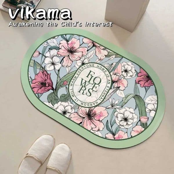 VIKAMA Diatomaceous Earth Bath Mat Quick-Drying Non-Slip Bathroom Mat Washable Shower Mat Kitchen Laundry Room Door MatJ260525