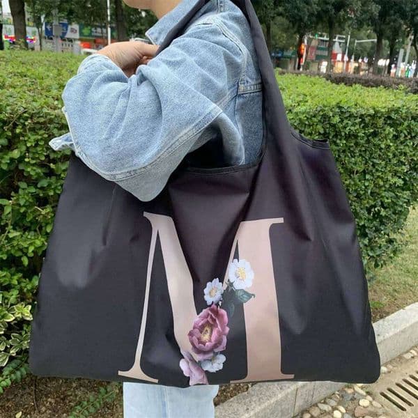 Canvas With Letters Women Shopping Tote Bags Large Capacity Student Toiletries Organizers Casual Shopper Letter Cabbage Bun