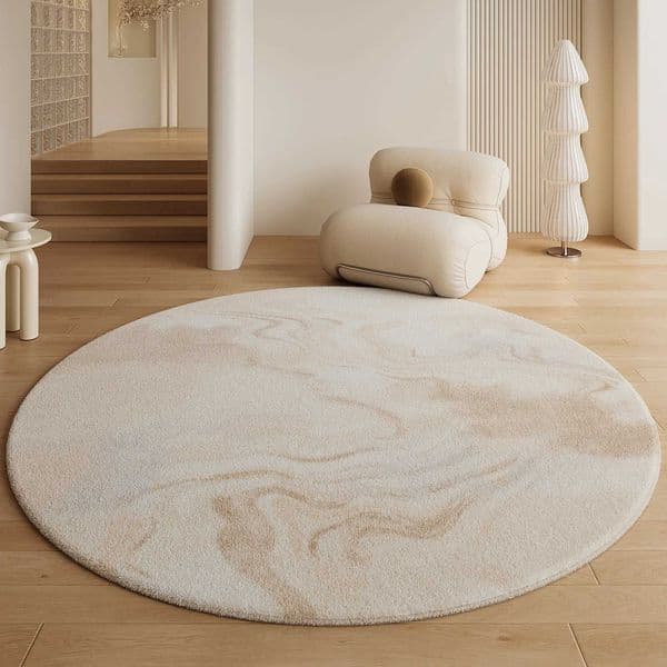 VIKAMA Carpet Living Room Round 2025 New Cream Wind Bedroom Floor Mats Home Warm Carpet No Care Indoor Bedside Rugs Home DecorJ260525