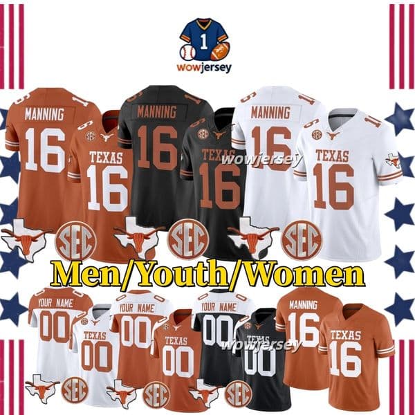 Texas Longhorns Arch Manning Football Jersey Derrek Cooper Ryan Wingo Trevor Goosby John Turntine III Colin Simmons Tyler Atkinson Jelani McDonald new Jerseys