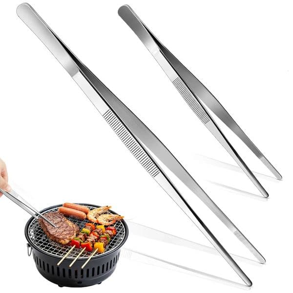 8"/12" Stainless Kitchen tweezer Multifuctional Baking Cooking Pincette Precision Serrated Tips Food Tong Non-slip Barbecue Tool ddmynov