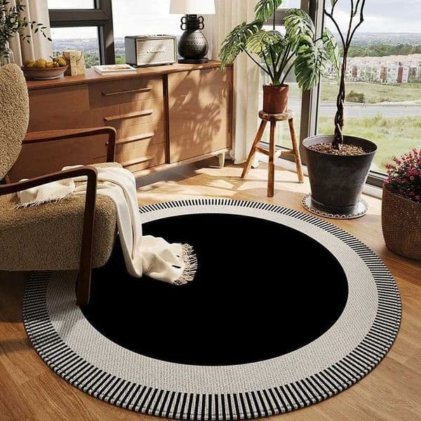 VIKAMA Round Carpet Luxury Bedroom Bedside Rug Living Room Sofa Coffee Table Study Armchair Sound Insulation Pad Home DecorationJ260525