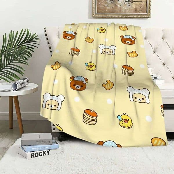 Cute Cartoon R-Rilakkumas-es Bear Blanket Plush Nap Sofa rug for Living Room Warm Office Bedroom Birthday Home Travel Kid Gifts W260525
