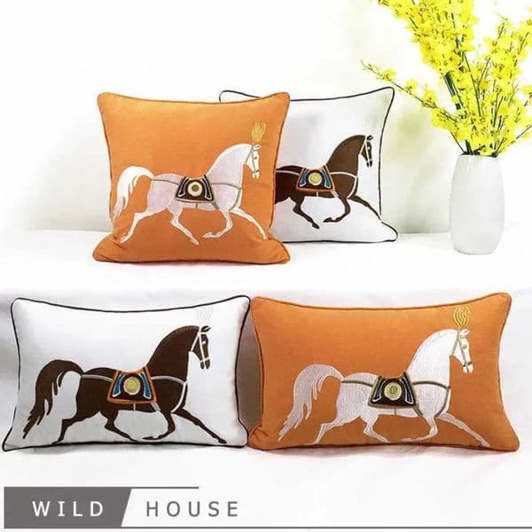2026 Luxury Design Luxury Throw Cushion Covers Horse Embroidery Modern cologne Style Couch Sofa Cover For perfume Living Room Bedroom Free Shipping 6