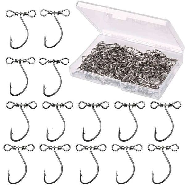 40Pcs Fishing Inline Dropshot Drop Shot Rig Worm Hooks with Swivels for Bass Trout Walleye Catfish S260522