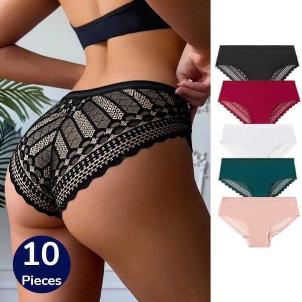 BZEL 10PCS/Set Womens Panties Fashion Lace Female Briefs Leopard Hollow out Waist Sexy Lingerie Comfortable Underpants Hot SaleT260525
