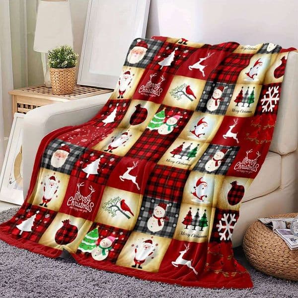 Flannel Christmas Theme Santa Claus Snowman And Elk Patterns Printed Gift Couch Bed Sofa Car Travelling Blanket W260525