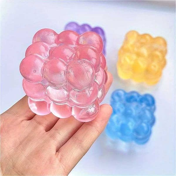 Non-Toxic TPR Grape Squishy Toy Soft Pink Purple Blue Stress Ball Fine Motor Skills Fidget for Kids Easter Birthday Gift Z260525