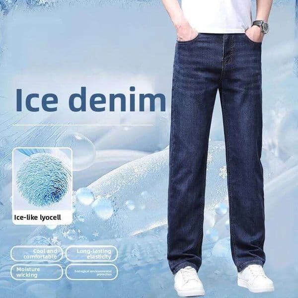 Summer Thin Men's Vintage Jeans Lyocell Brand Straight Soft Korean Fashion Casual Denim Trousers Streetwear Men Breathable Pants