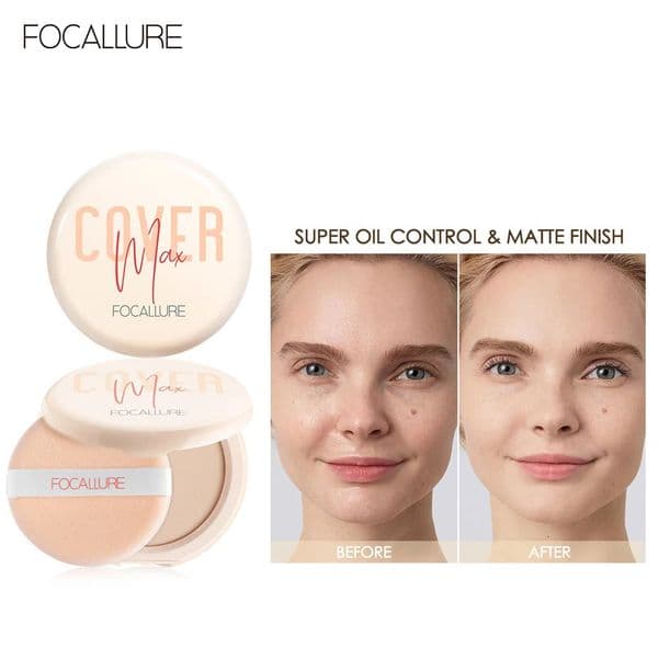 FOCALLURE Matte Pressed Powder Cosmetics Waterpoof Oil-control 24 Hours Long Lasting Smooth Face Makeup Setting Compact Powder 260521
