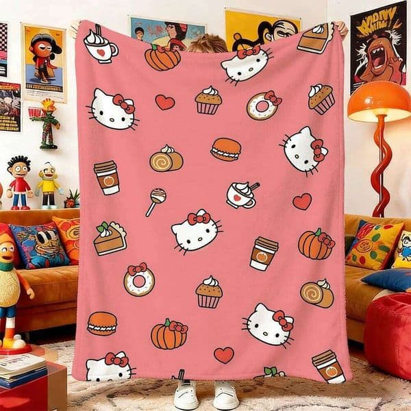 Double Blanket H-Hello K-Kitty Camping Blankets Bedspread on the Bed Home and Decoration Knee Sofas Sofa Bedspreads Picnic Throw W260525
