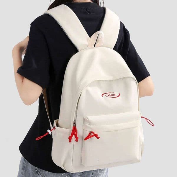 2026 New Canvas Simple Backpacks Solid Color Fresh Student Patchwork Double Shoulder Trendy Versatile Travel Bag