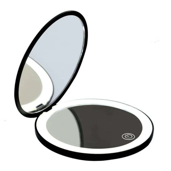 Foldable Travel LED Makeup Mirror: 2X HD Zoom,Three-step light design, Stepless Dimming - Creative Gift for Ladies W260525