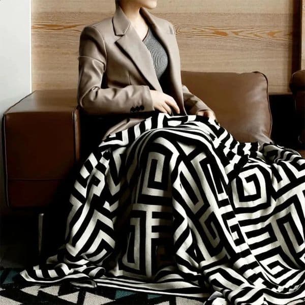 2026 Nordic perfume Throw Geometric Jacquard cologne Knitted Bed Sofa Decorative Outdoor Camping Blanket Plaid Bedspread Tapestry Free Shipping 6 10
